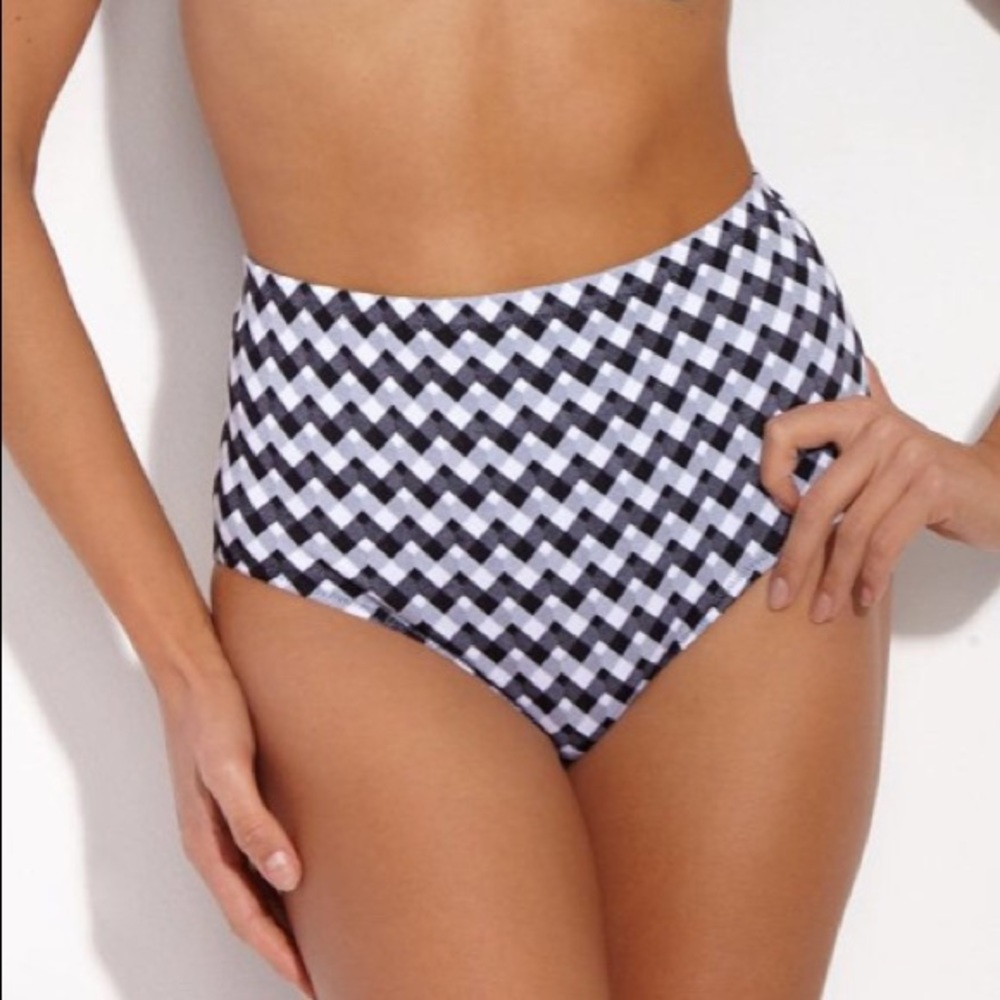 NWT Lonely Mikka High Waisted Swim Brief Gingham S